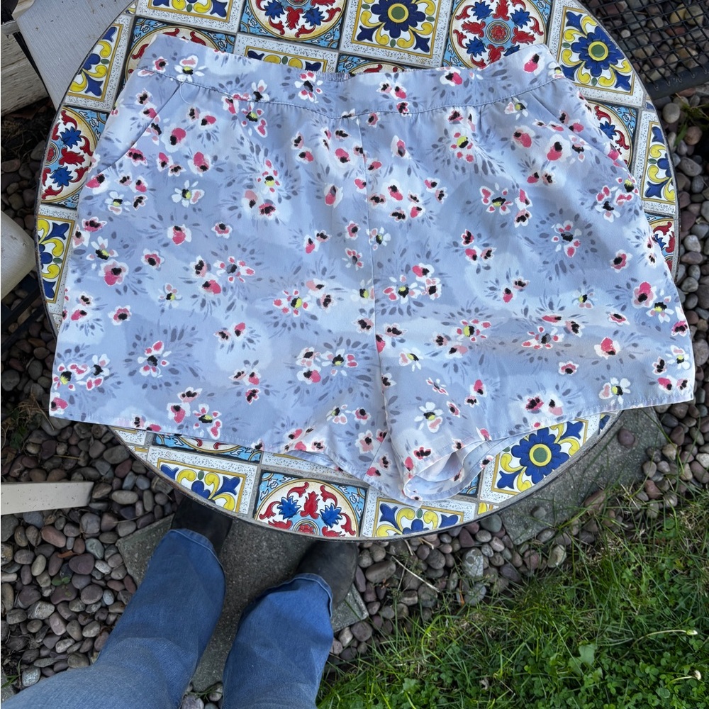 LC Lauren Conrad Light Blue Floral Lounge Shorts